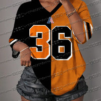 Summer Mesh Contrasting Color Jersey T-Shirt V-Neck Loose Sexy Streetwear American Fashion Casual Travel Tee Womens Y2k Top