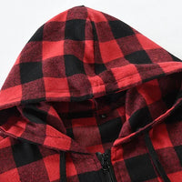 Men's New Plaid Hooded Sweater Long Sleeve Casual Thin Jacket Stand Hooded Shirt European Style Fashionable Outwear