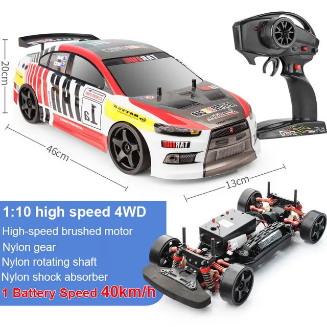 1:10 70km/H Remote Control Car 4wd High Speed Drift 2.4g Rc Car Shock Absorber Anti-Collision Rc Toys Christmas Gift