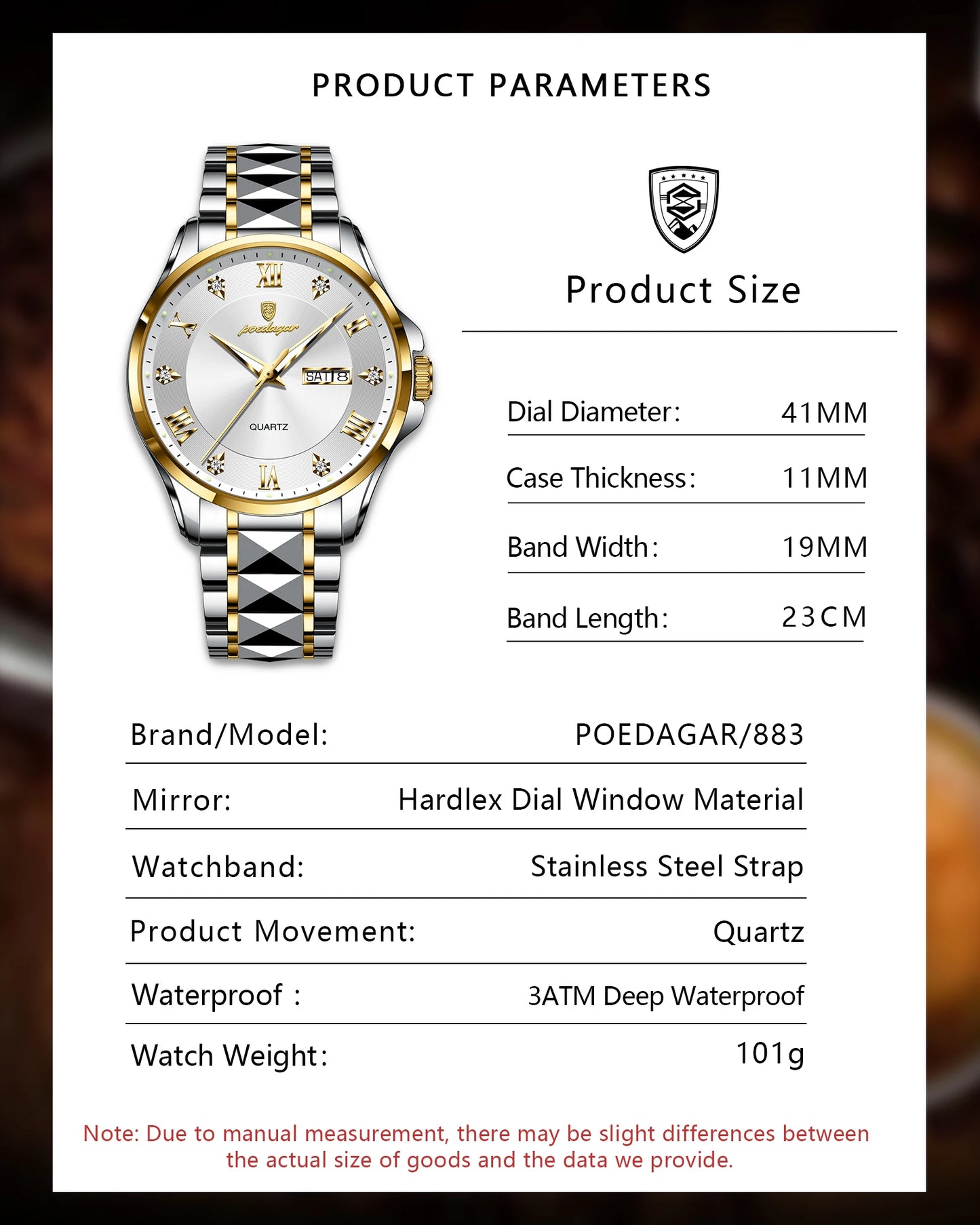 POEDAGAR Luxury Casual Man Watch Waterproof Luminous Date Week Quartz Men's Watches Stainless Steel Fashion Sport Men Wristwatch