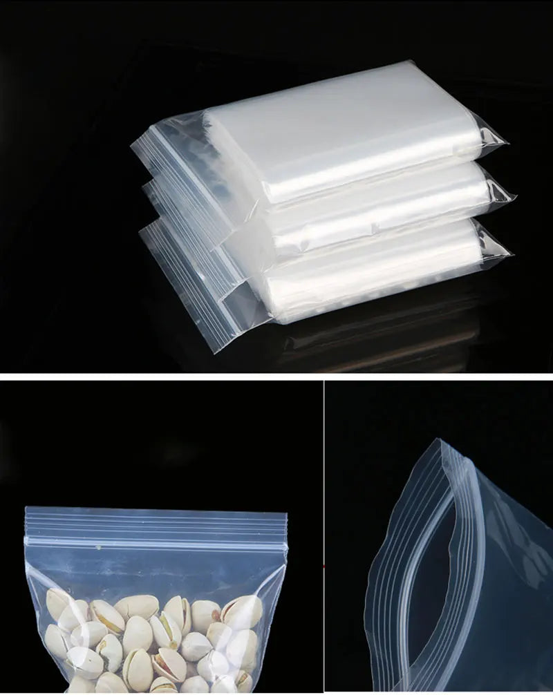 Small Zip Lock Plastic Bags Reclosable Transparent Bag Vacuum Storage Bag Ziplock Food Storage Bags Plastic Zip bag Sealing bag