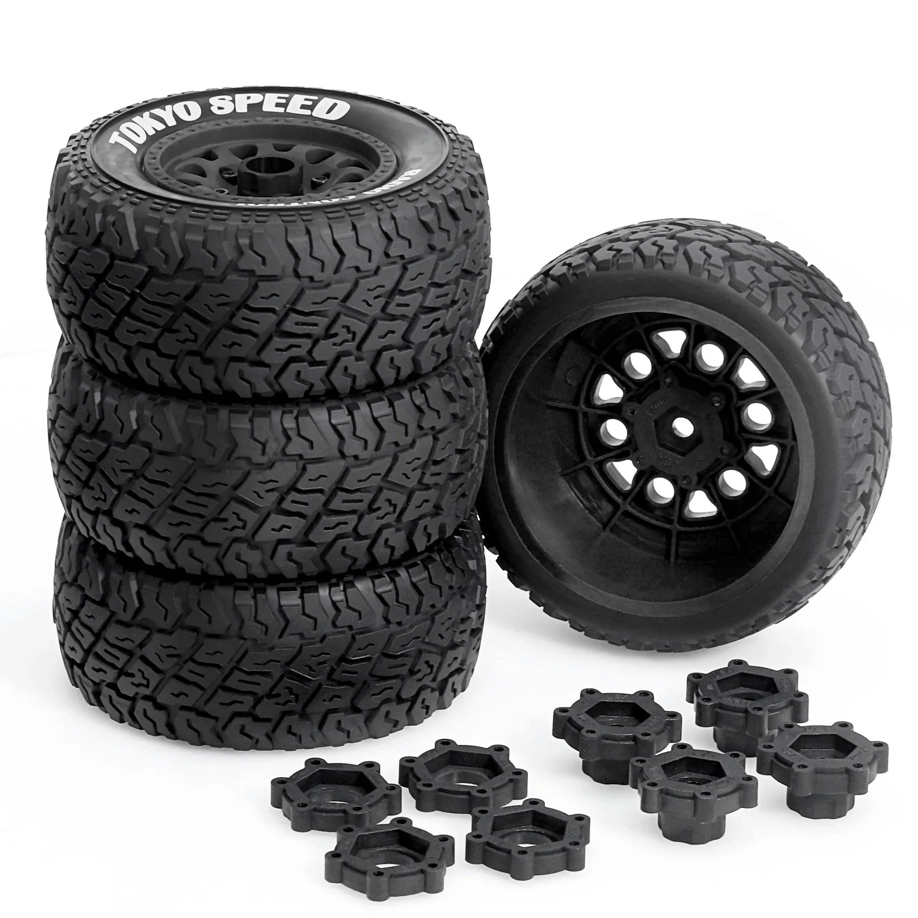 RC Wheels and Tires Truck Tires Short Course Tires for 1/10 Scale Car Arrm a Senton,Slash 2WD 4×4,Axia1,Rc 4wd,Red cat