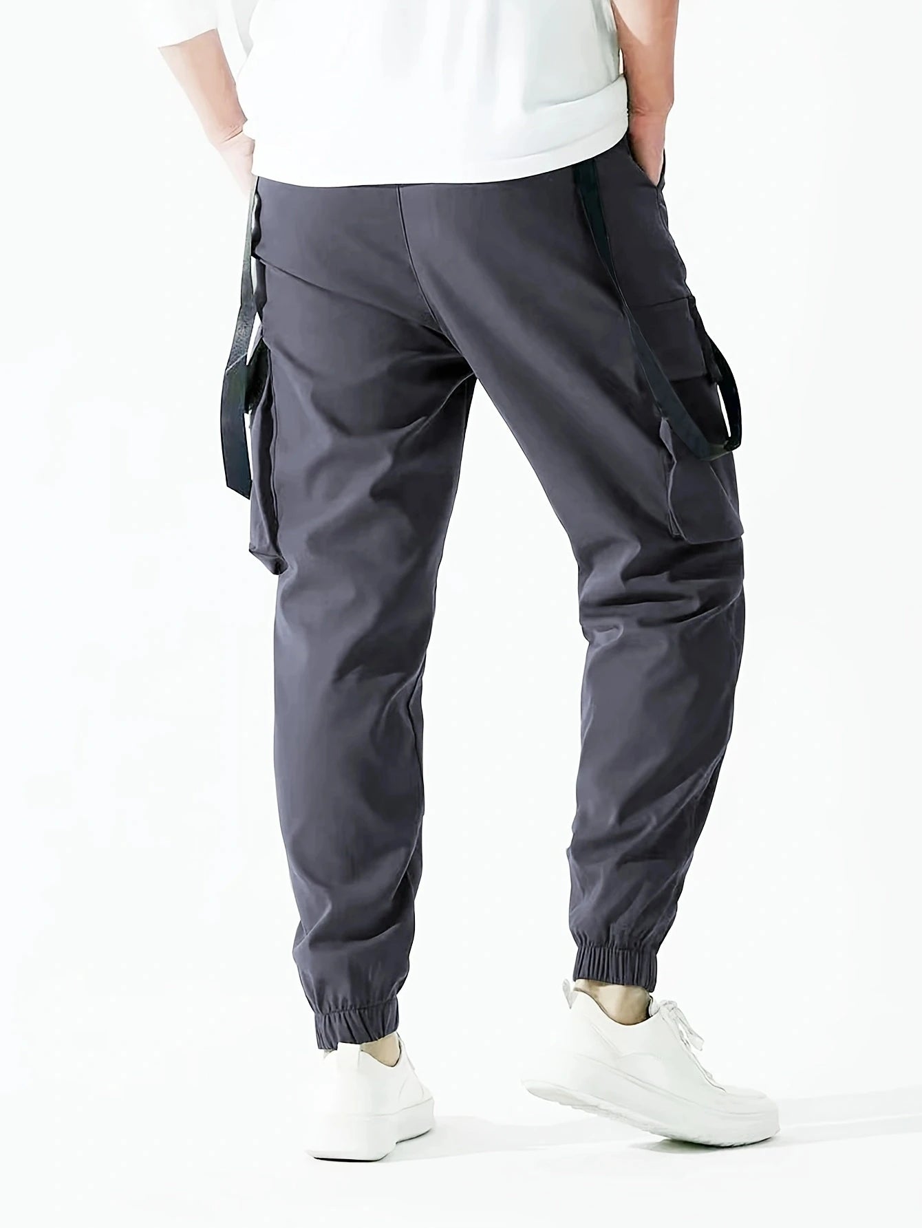Fashion Men's Casual Techwear Drawstring Multi Flap Pockets Cargo Pants Hip hop Joggers Pant