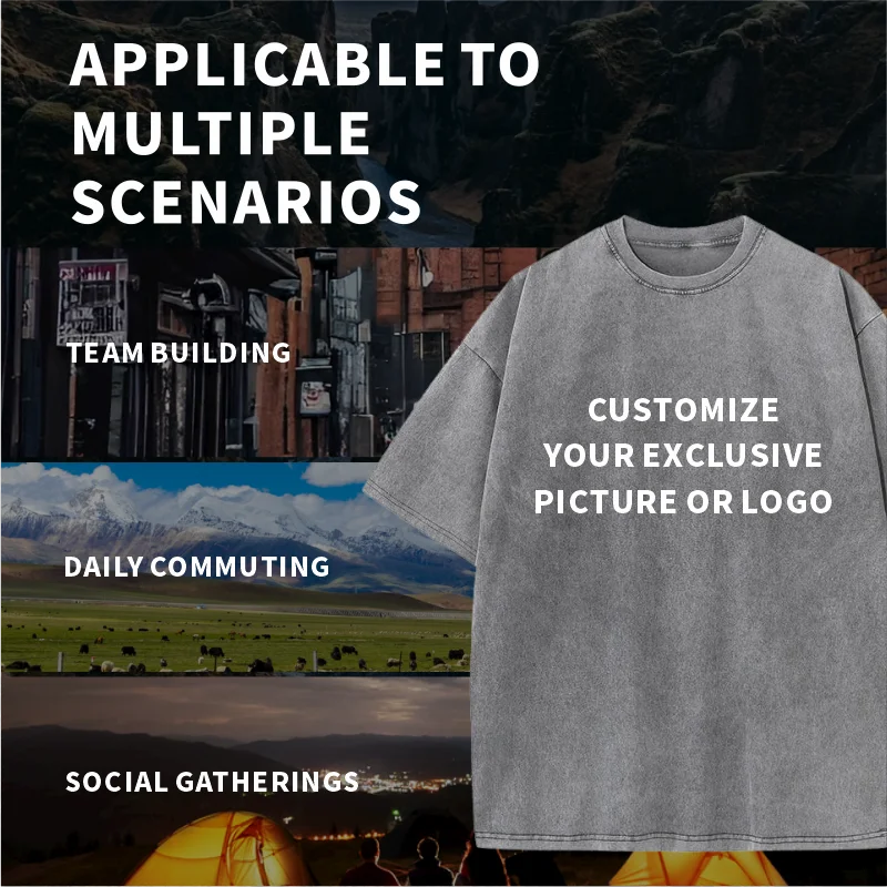 Custom T-shirt free print logo images vintage wash design tees pure cotton cultural shirts men's women's batik wax print Fabric