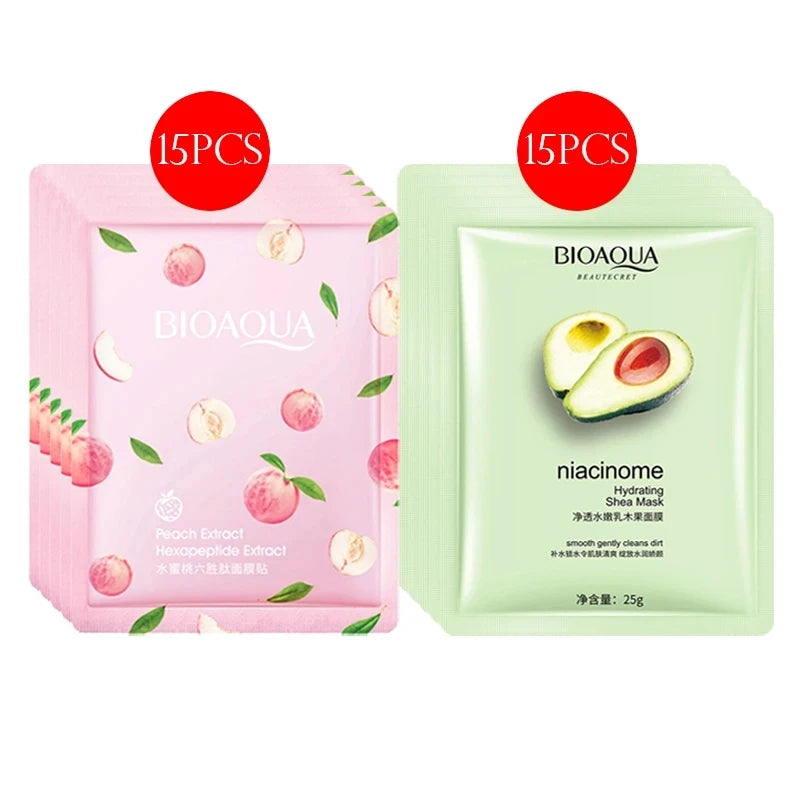 30pcs BIOAQUA skincare Face Masks Women Face skin care Sheet Mask Moisturizing Anti-wrinkle Hydrating Snail Korean Facial Mask