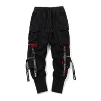 Cool Black Hip Hop Cargo Pants Gothic High Srteet Sweatpants With Pockets Korean High Wast Casual Outwear Pants Men Streetwear