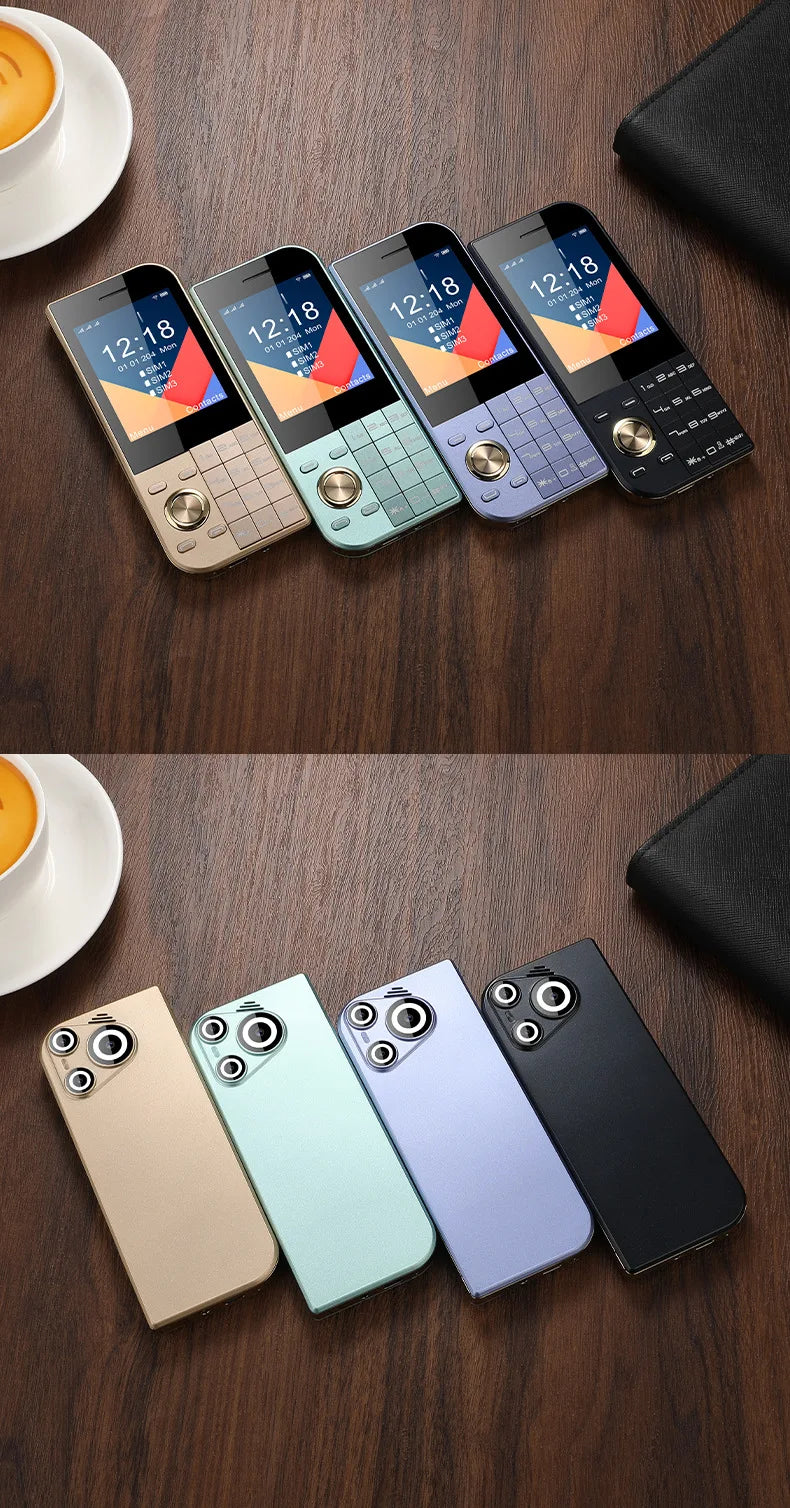 2025 New Push Button Mobile Phone 2.8' Three SIM 3SIM Bluetooth Flashlight MP3 Wireless FM Camera Vibration BigHorn CellPhone