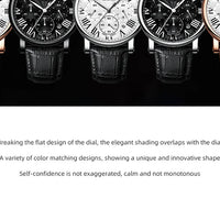 Fashion Mens Watches Top Brand Luxury Genuine Leather Strap Quartz Men's Watch Business Casual Date Chronograph Watch Men