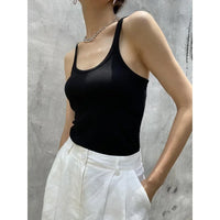 European Style Screw Thread Fitness Tank Top Women's Inner Wear Summer Outer Wear Fine Shoulder Strap Work Shirt Polyester Fiber