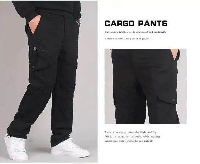 Men's Winter Cargo Pants Double Layer Fleece Warm Thick Camouflage Tactical Cotton Long Trousers Men Baggy Casual Cotton Pants