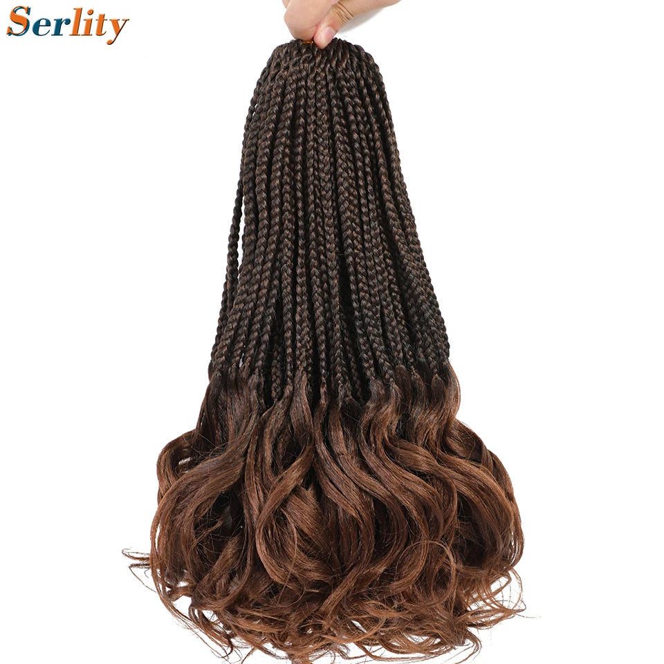 French Curl Crochet Braids 14 Inch Kid-Friendly Goddess Box Braids with Bouncy Curly Ends French Curls Braiding Hair for Women