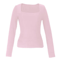 Women's Long Sleeve Tops Casual Scoop Neck Ribbed Knit Slim Fitted Basic Tee Shirts Trendy Spring Outfits