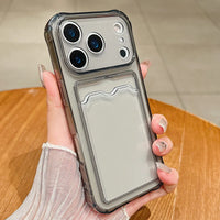 Card Slot Pocket Phone Cases For iPhone 17 17Air Air 17Pro Pro Max 17ProMax Shockproof Transparent Silicone Soft TPU Cover Capa