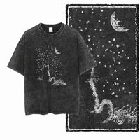 COOLMIND DB cat Printed Cotton Acid Washed Exclusive Graphic Unisex T Shirt Cool Streetwear Men Tshirts Big Size Tee for men