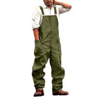 Men Denim Jumpsuit Casual Retro Style Loose Fit Overalls With Large Pockets Thick Fabric Cargo Plus Size Streetwear Jumpsuit