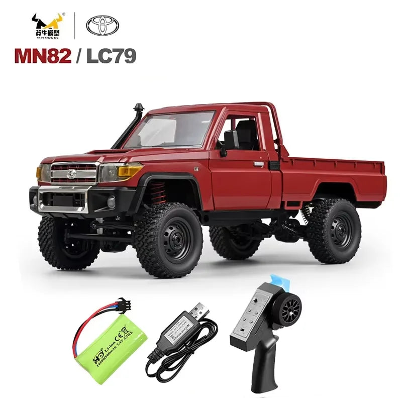 Rc Car MN82 1:12 Retro with LED Lights, Full Scale Analog LC79, Professional Four-wheel Drive Truck, Toy Truck Model RC