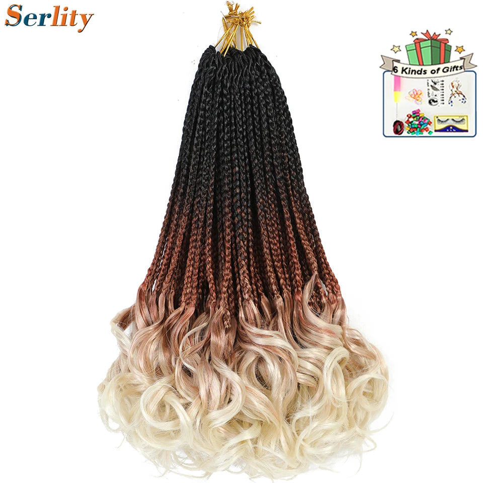 French Curl Crochet Braids 14 Inch Kid-Friendly Goddess Box Braids with Bouncy Curly Ends French Curls Braiding Hair for Women