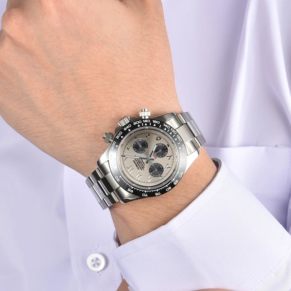 39.3mm VK63 Men's watch Arabian Dial customized Men's watch Luxury Quartz watch man VK63 Sport Chronograph Sapphire Glass watch