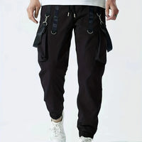 Fashion Men's Casual Techwear Drawstring Multi Flap Pockets Cargo Pants Hip hop Joggers Pant