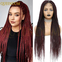 36'' Blonde Synthetic Long Cornrows Box Braided Full Lace Front Wig for Black Women Straight Lace Front Braiding Hair Wig