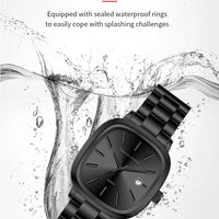 Japanese Movement Square Fashion Stainless Steel Strap Original Business Style Silver Black Waterproof 3Bar Quartz Watch for Men