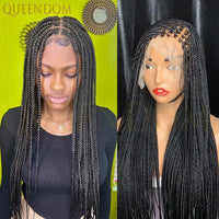 36'' Blonde Synthetic Long Cornrows Box Braided Full Lace Front Wig for Black Women Straight Lace Front Braiding Hair Wig