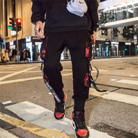 Cool Black Hip Hop Cargo Pants Gothic High Srteet Sweatpants With Pockets Korean High Wast Casual Outwear Pants Men Streetwear