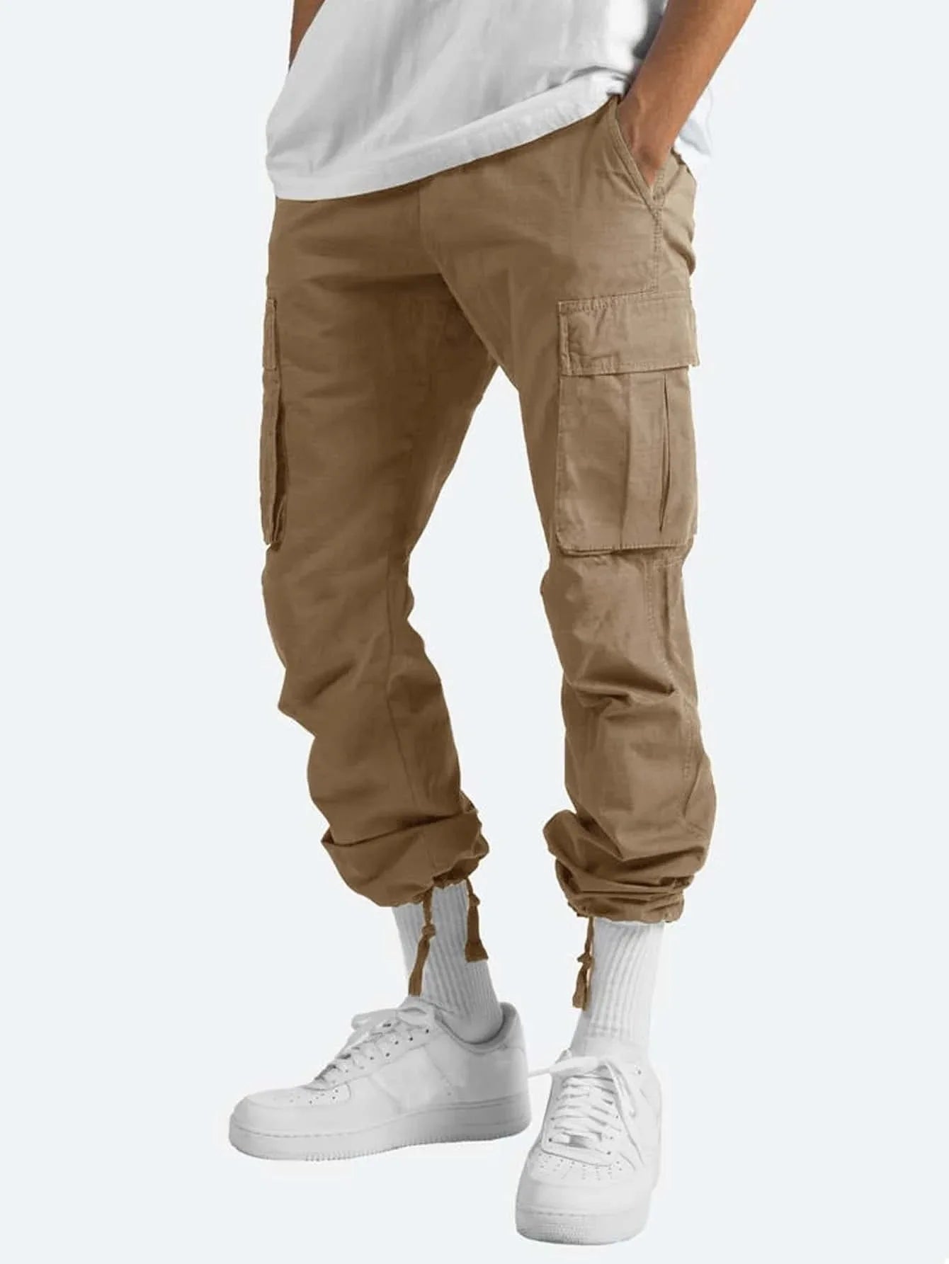 2025new men's workwear pants, European and American men's loose straight casual pants, men's workwear pocket pants