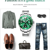 OLEVS 5885 Top Brand Classic Men's Quartz Watch Luminous Hands Calendar Display Stainless Steel Strap Waterproof Men's Watch