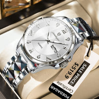 POEDAGAR Luxury Casual Man Watch Waterproof Luminous Date Week Quartz Men's Watches Stainless Steel Fashion Sport Men Wristwatch