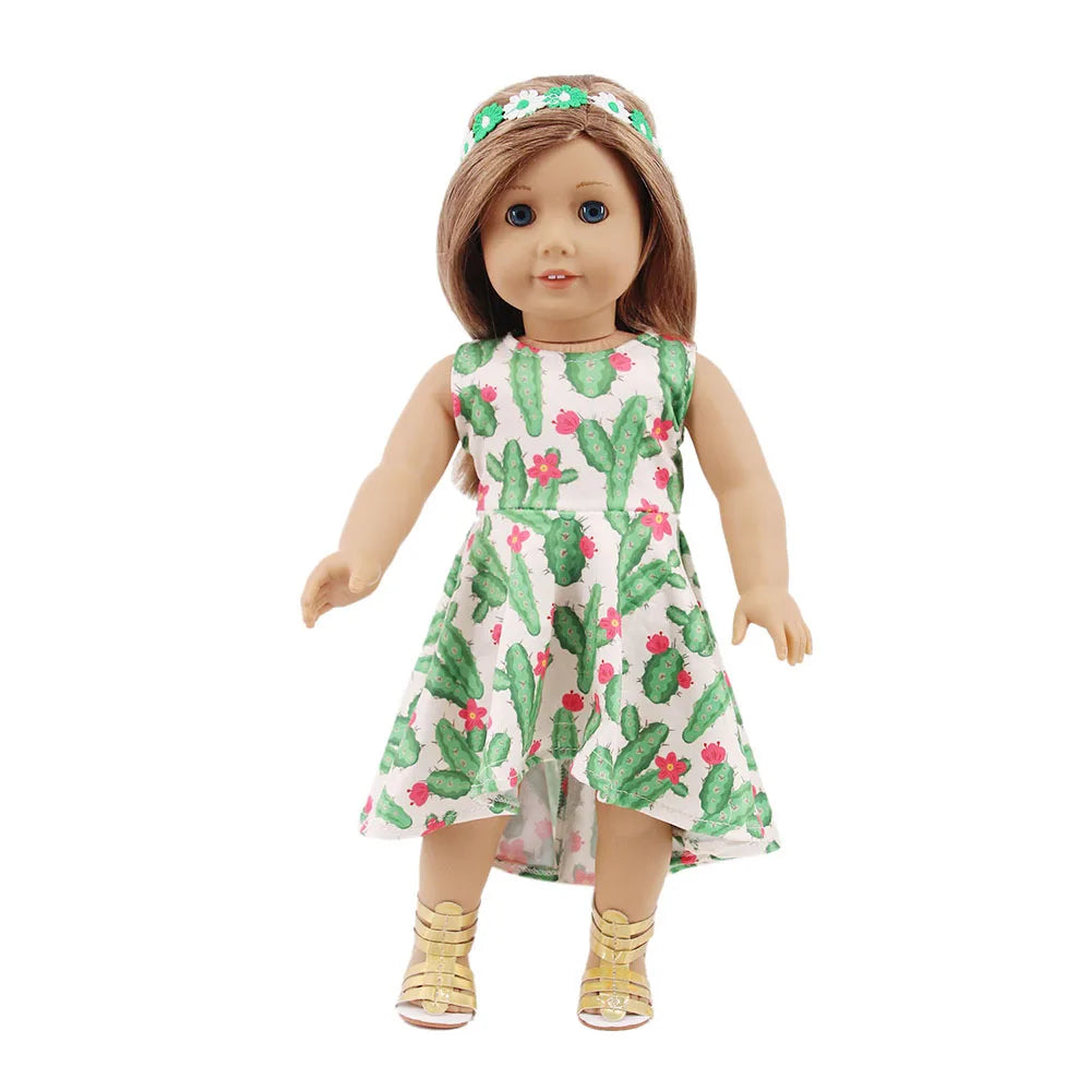 Baby Girls Dress Dolls Clothes Daily Fashion Dress For 18 inch American Doll Girl's Accessories 43Cm Baby Reborn,Generation Gift