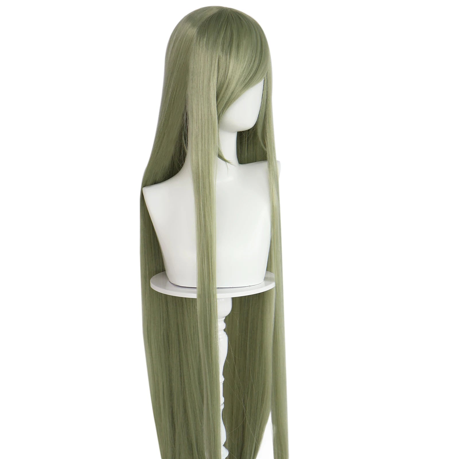 Synthetic 46Inch Black Straight Extra Long Stylish and Versatile Anime Cosplay Wig With Bangs For Daily Party Wear Wig Fashion