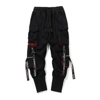 Cool Black Hip Hop Cargo Pants Gothic High Srteet Sweatpants With Pockets Korean High Wast Casual Outwear Pants Men Streetwear