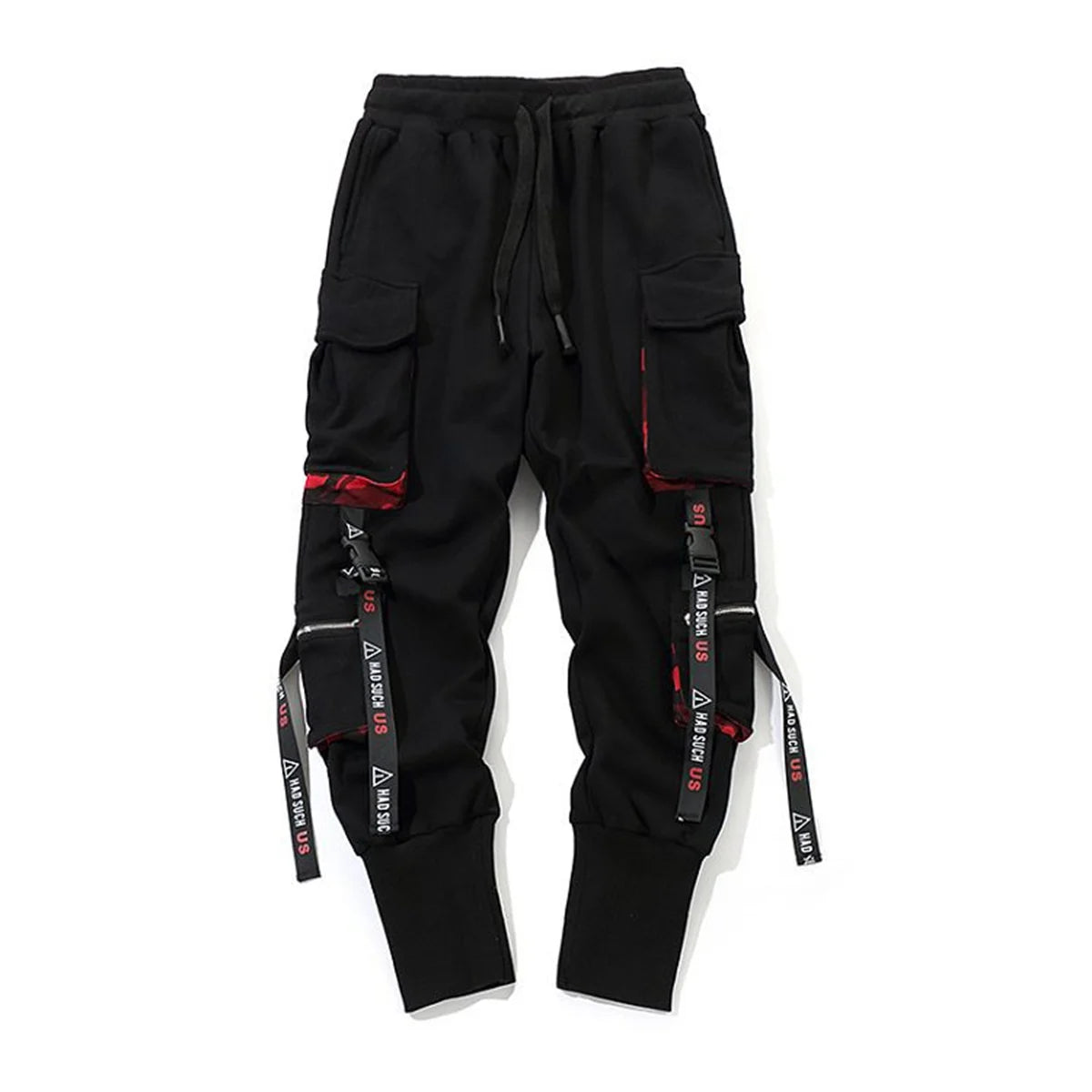 Cool Black Hip Hop Cargo Pants Gothic High Srteet Sweatpants With Pockets Korean High Wast Casual Outwear Pants Men Streetwear