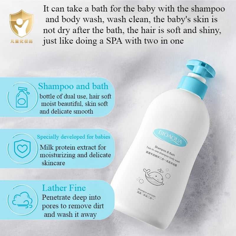 Baby Milk 2-in-1 Shampoo Children's Body Wash Gentle Skin Care Plant Extract Body Wash