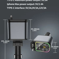 5-in-1 180W Car Fast Charger USB Type-C Power Adapter Retractable Phone Charger With Roof Starlight For IOS Android Phones