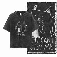 COOLMIND DB cat Printed Cotton Acid Washed Exclusive Graphic Unisex T Shirt Cool Streetwear Men Tshirts Big Size Tee for men
