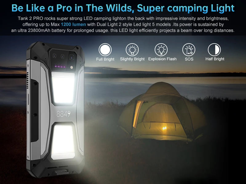 8849 Tank 2 PRO Rugged Smartphone with Projector 16GB 256GB Mobile Phone 23800mAh 120W Android 14 Phone 100MP Cell Phone
