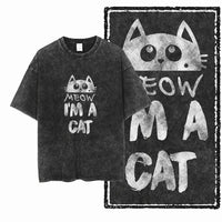 COOLMIND DB cat Printed Cotton Acid Washed Exclusive Graphic Unisex T Shirt Cool Streetwear Men Tshirts Big Size Tee for men