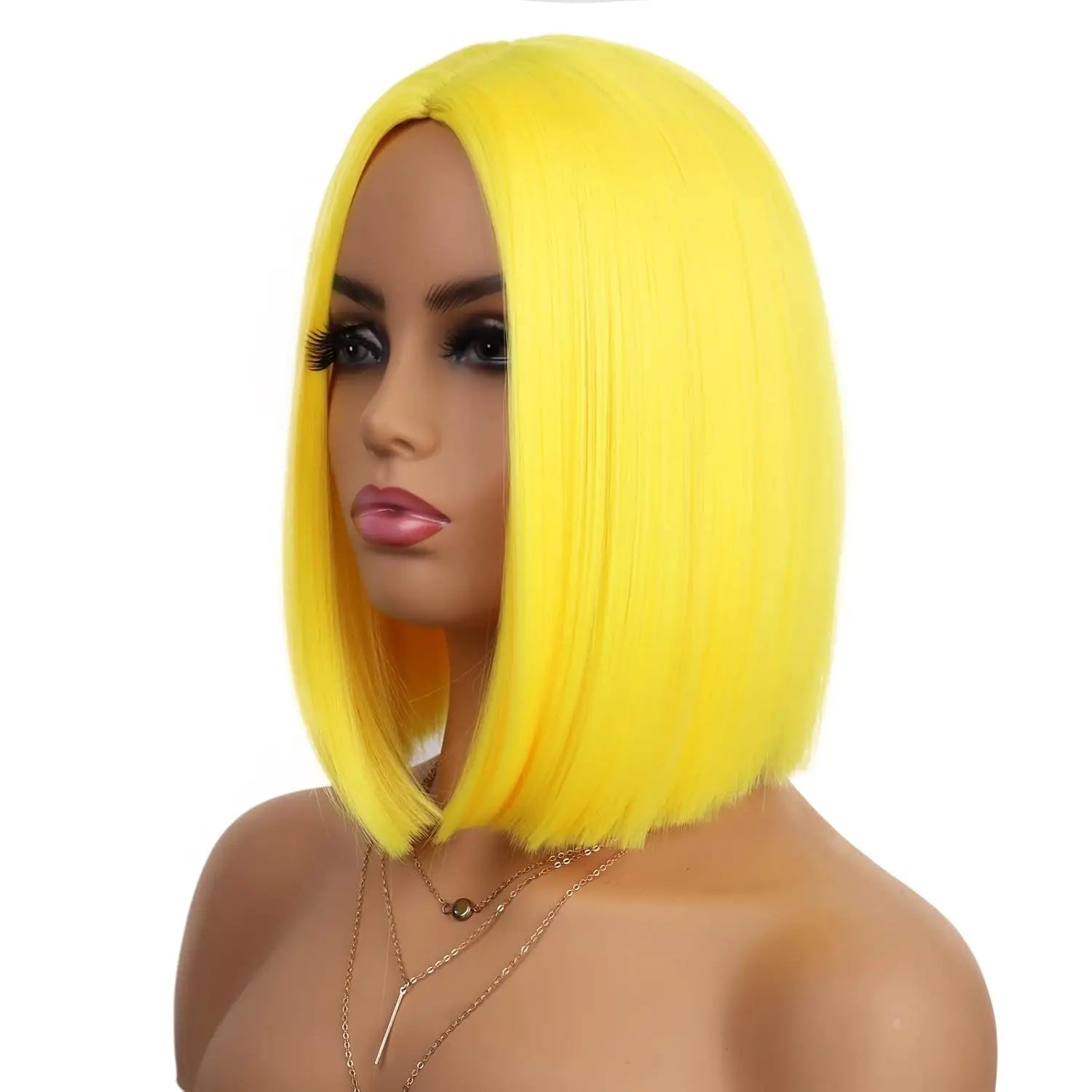Synthetic Short Straight Bob Wig Middle Part Heat Resistant Synthetic Wigs for Halloween Cosplay Party