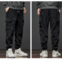 Winter Men's Fleece Warm Cargo Corduroy Pants Jogging Sweatpants Work Y2k Korean Pants Loose Harem Casual Trousers for Men