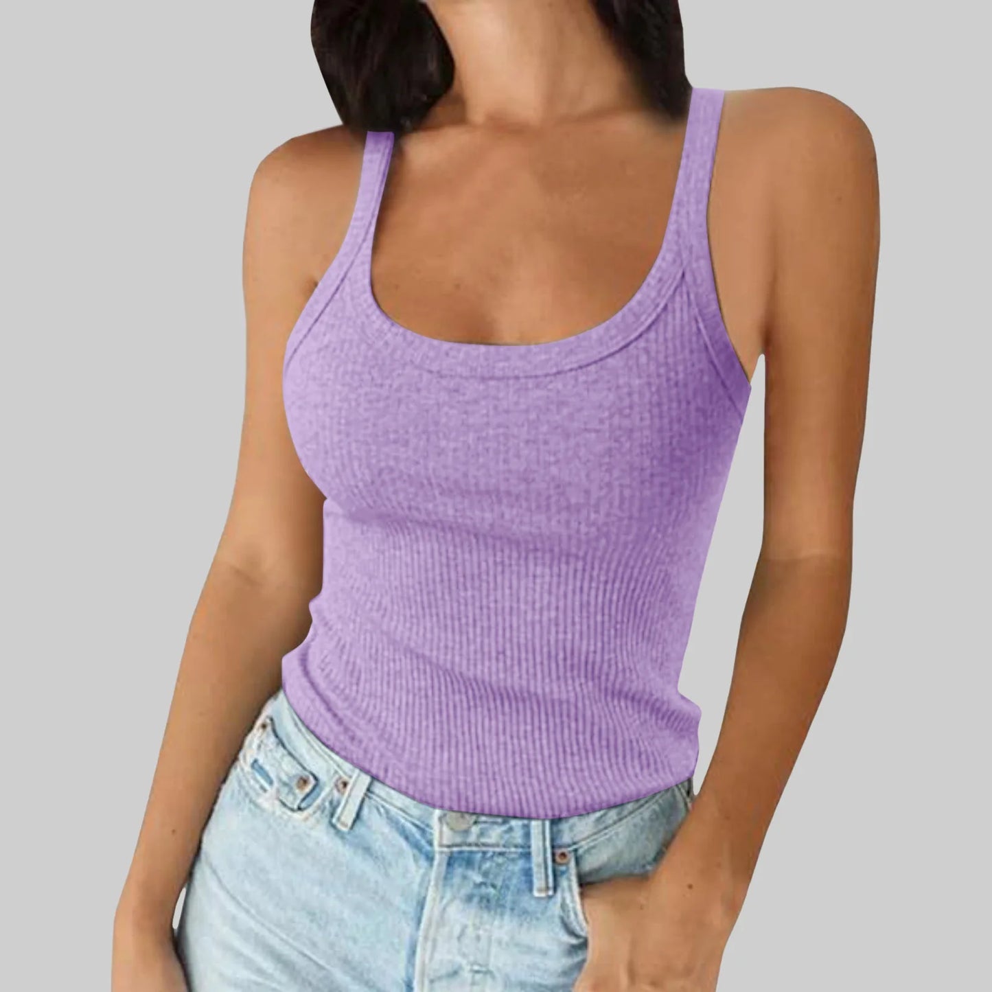 Y2K Slim Tank Tops Summer Lady Backless Solid Color Stretch Streetweaer Vests SSFZC-2501