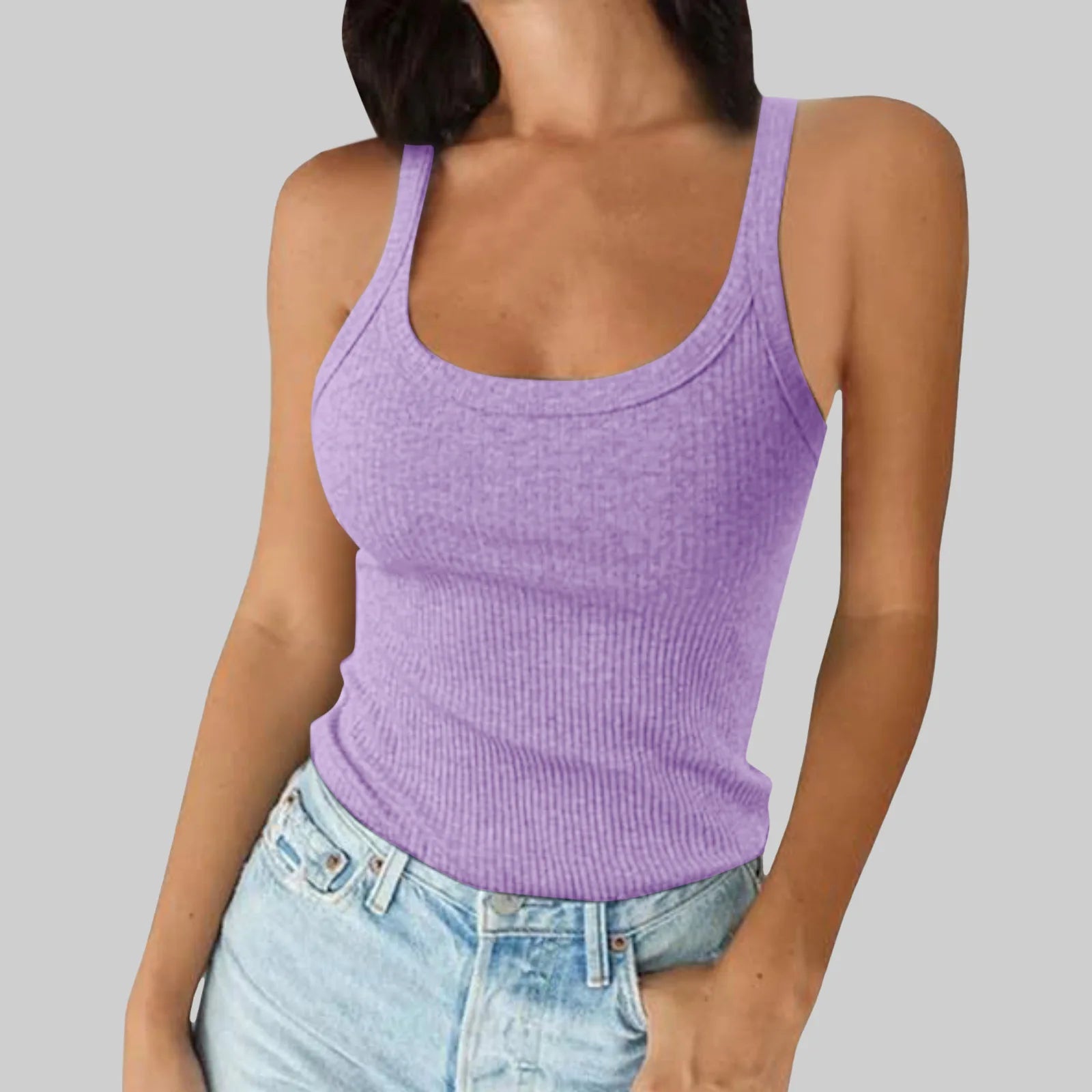 Y2K Slim Tank Tops Summer Lady Backless Solid Color Stretch Streetweaer Vests SSFZC-2501