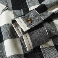 Men's New Plaid Hooded Sweater Long Sleeve Casual Thin Jacket Stand Hooded Shirt European Style Fashionable Outwear