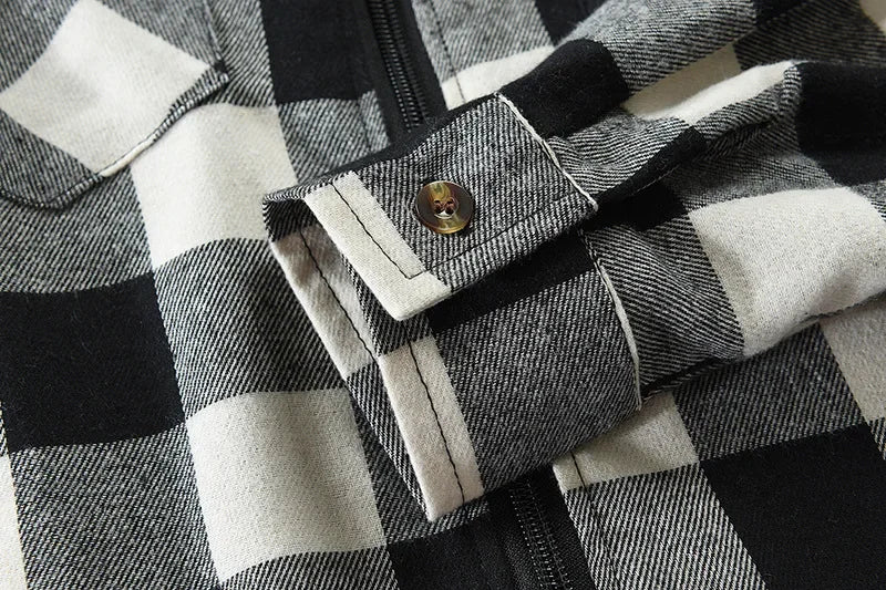 Men's New Plaid Hooded Sweater Long Sleeve Casual Thin Jacket Stand Hooded Shirt European Style Fashionable Outwear