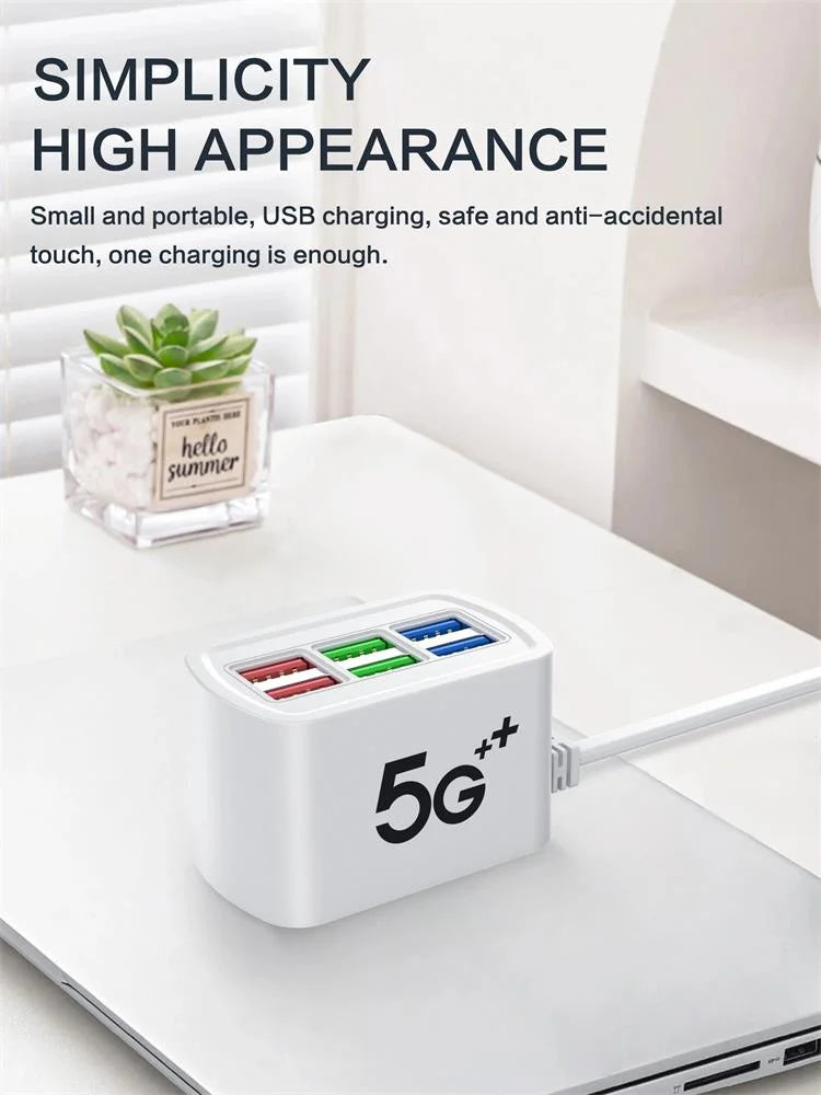 6 USB Charger Power Strip Universal Fast Charging EU/US Plug Phone Charger Adapter Electric Socket Extension Cable Table Socket