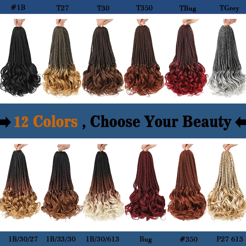 French Curl Crochet Braids 14 Inch Kid-Friendly Goddess Box Braids with Bouncy Curly Ends French Curls Braiding Hair for Women