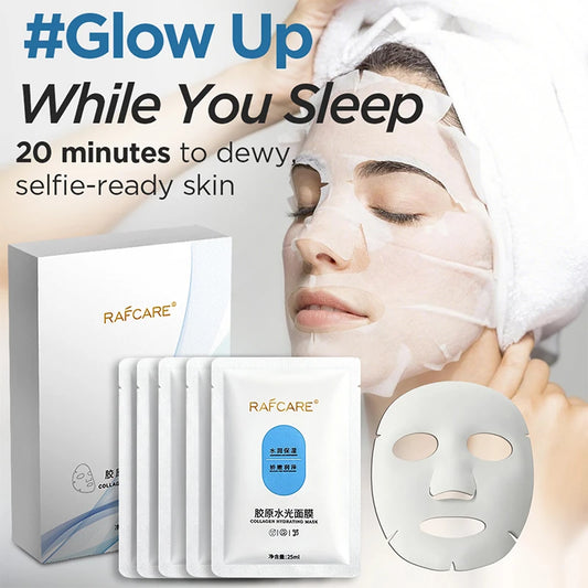 Bio Collagen Face Mask Shrink Deep Hydrating Overnight Mask Moisturizing Refreshing Brightening Face Skin Care 5Piece Set