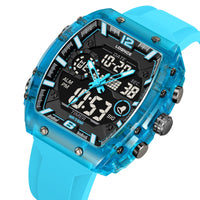 LOQNCE Sports Watches Fashion Men Watches 50m Waterproof Rectangle LED Big Dial Display Digital Watches LED Wristwatches Men