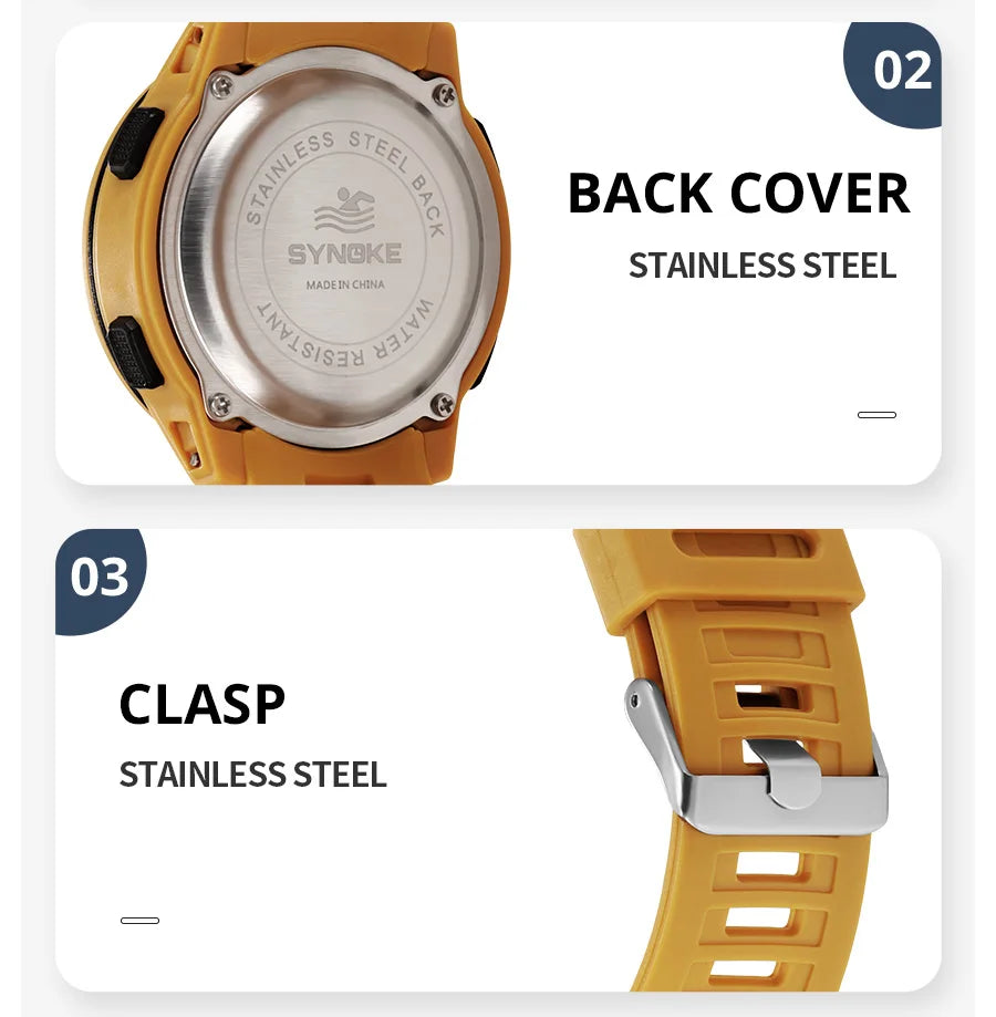 Upgrade Movement Digital Watches For Men Waterproof 50M SYNOKE 9813 Sports Watch Men Big screen Easy to Read reloj hombre